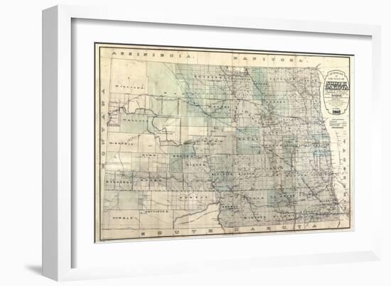 1892, North Dakota 1892 State Map, North Dakota, United States-null-Framed Giclee Print