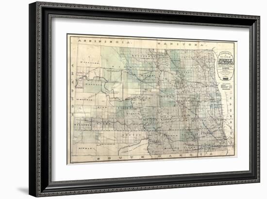 1892, North Dakota 1892 State Map, North Dakota, United States-null-Framed Giclee Print