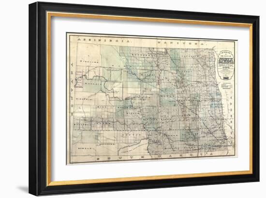 1892, North Dakota 1892 State Map, North Dakota, United States-null-Framed Giclee Print