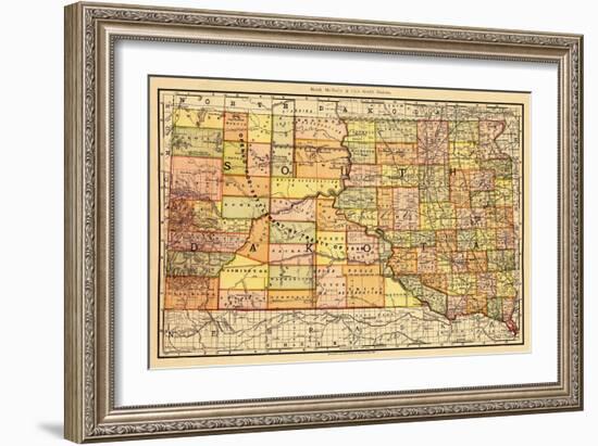 1892, South Dakota State Map, South Dakota, United States-null-Framed Giclee Print