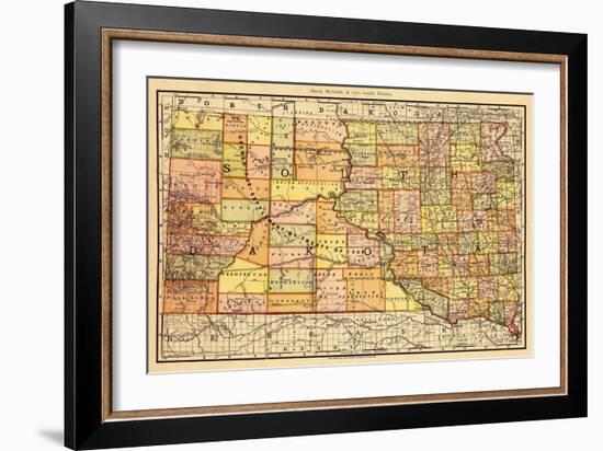 1892, South Dakota State Map, South Dakota, United States-null-Framed Giclee Print