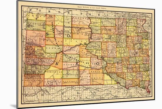 1892, South Dakota State Map, South Dakota, United States-null-Mounted Giclee Print