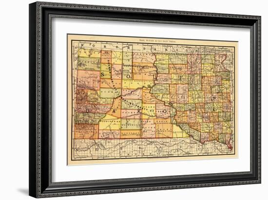 1892, South Dakota State Map, South Dakota, United States-null-Framed Giclee Print