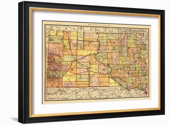 1892, South Dakota State Map, South Dakota, United States-null-Framed Giclee Print