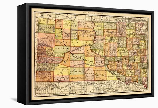 1892, South Dakota State Map, South Dakota, United States-null-Framed Premier Image Canvas