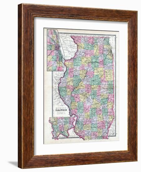 1892, State Map, Illinois, United States-null-Framed Giclee Print