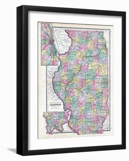 1892, State Map, Illinois, United States-null-Framed Giclee Print