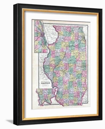 1892, State Map, Illinois, United States-null-Framed Giclee Print