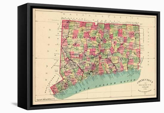 1893, Connecticut State Map, Connecticut, United States-null-Framed Premier Image Canvas