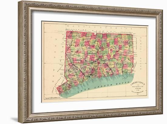 1893, Connecticut State Map, Connecticut, United States-null-Framed Giclee Print