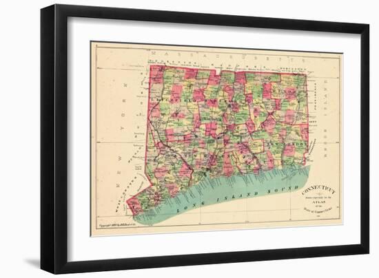 1893, Connecticut State Map, Connecticut, United States-null-Framed Giclee Print