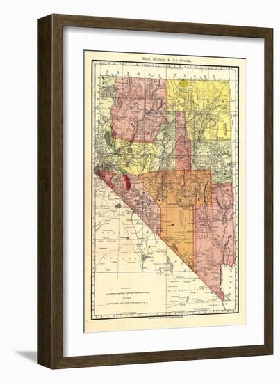 1893, Nevada State Map, Nevada, United States-null-Framed Giclee Print