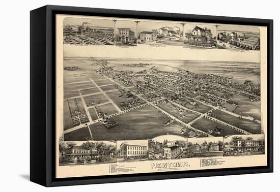 1893, Newtown, Bird's Eye View, Pennsylvania, United States-null-Framed Premier Image Canvas