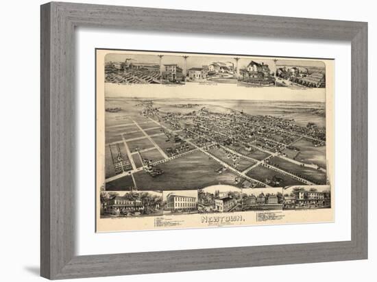 1893, Newtown, Bird's Eye View, Pennsylvania, United States-null-Framed Giclee Print