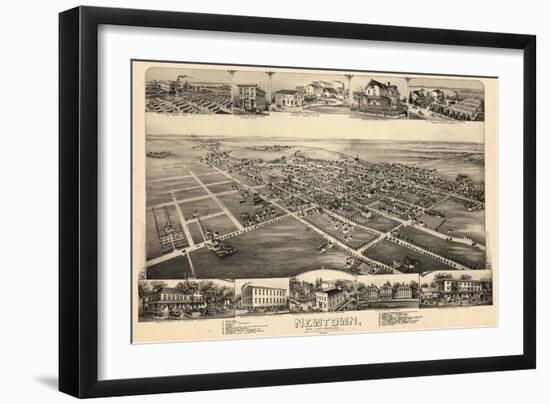 1893, Newtown, Bird's Eye View, Pennsylvania, United States-null-Framed Giclee Print