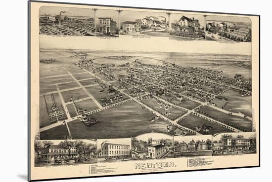 1893, Newtown, Bird's Eye View, Pennsylvania, United States-null-Mounted Giclee Print