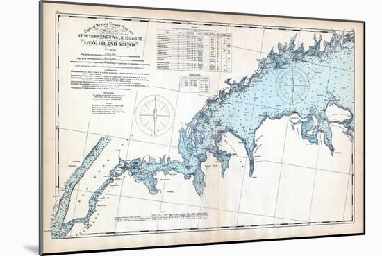 1893, United States Coast Survey - New York to Norwalk Islands - Long Island Sound, Connecticut, US-null-Mounted Giclee Print