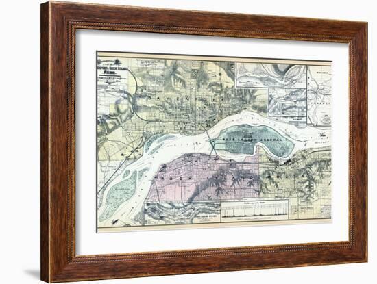 1894, Davenport 2, Rock Island and Moline - Topographical Map, Iowa, United States-null-Framed Giclee Print