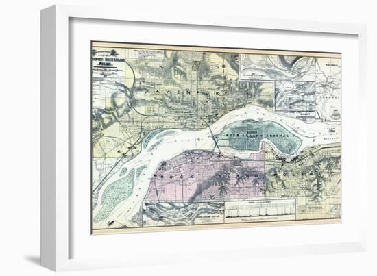 1894, Davenport 2, Rock Island and Moline - Topographical Map, Iowa, United States-null-Framed Giclee Print