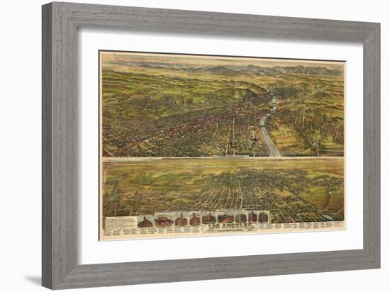 1894, Los Angeles, Drawn and Lithographed by B.W. Pierece, 1894, California, United States-null-Framed Giclee Print