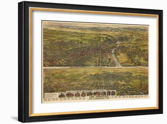 1894, Los Angeles, Drawn and Lithographed by B.W. Pierece, 1894, California, United States-null-Framed Giclee Print