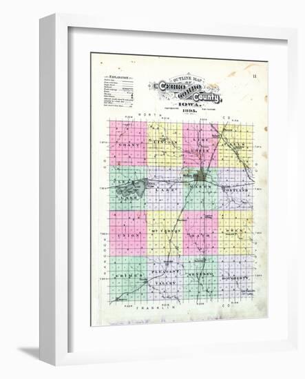 1895, Cerro Gordo County Outline, Iowa, United States-null-Framed Giclee Print