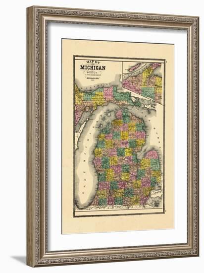 1895, Michigan State Map, Michigan, United States-null-Framed Giclee Print