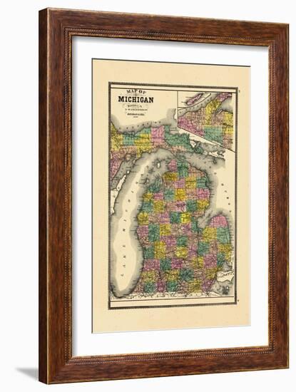 1895, Michigan State Map, Michigan, United States-null-Framed Giclee Print