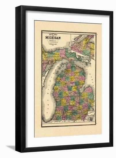 1895, Michigan State Map, Michigan, United States-null-Framed Giclee Print