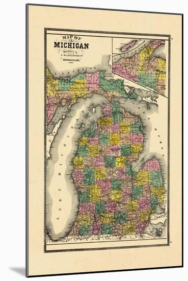 1895, Michigan State Map, Michigan, United States-null-Mounted Giclee Print