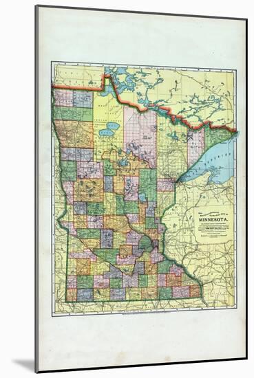 1896, Minnesota State Map, Minnesota, United States-null-Mounted Giclee Print