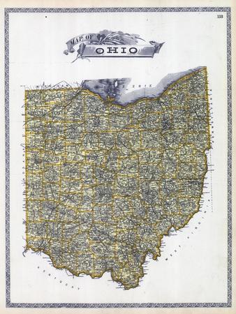 OH Map Ohio Poster Print Wilmington