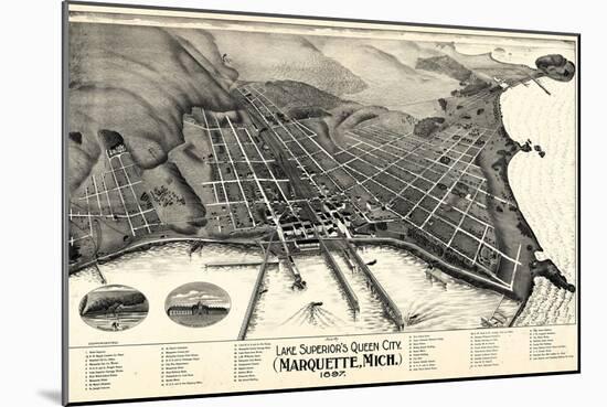 1897, Marquette Bird's Eye View, Michigan, United States-null-Mounted Giclee Print