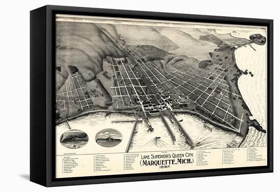 1897, Marquette Bird's Eye View, Michigan, United States-null-Framed Premier Image Canvas