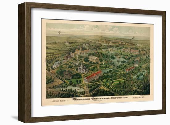 1897, Nashville Bird's Eye View of Centennial Exposition 17x24, Tennessee, United States-null-Framed Giclee Print