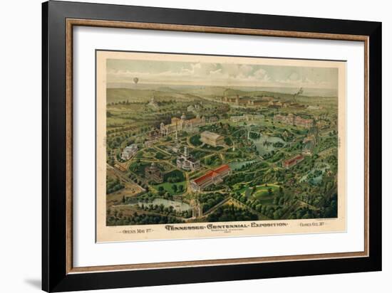 1897, Nashville Bird's Eye View of Centennial Exposition 17x24, Tennessee, United States-null-Framed Giclee Print