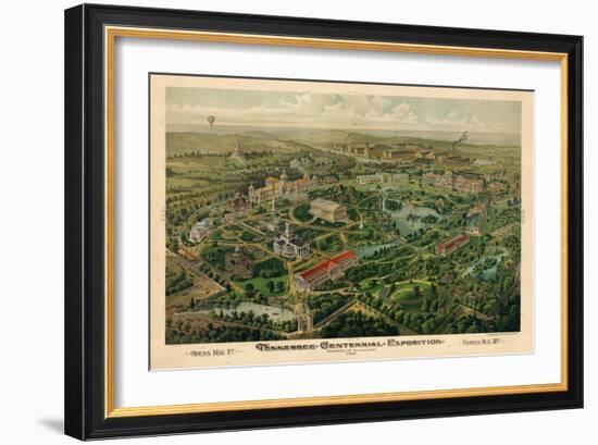 1897, Nashville Bird's Eye View of Centennial Exposition 17x24, Tennessee, United States-null-Framed Giclee Print