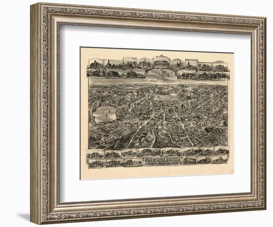 1897, Newton Centre Bird's Eye View, Massachusetts, United States-null-Framed Giclee Print