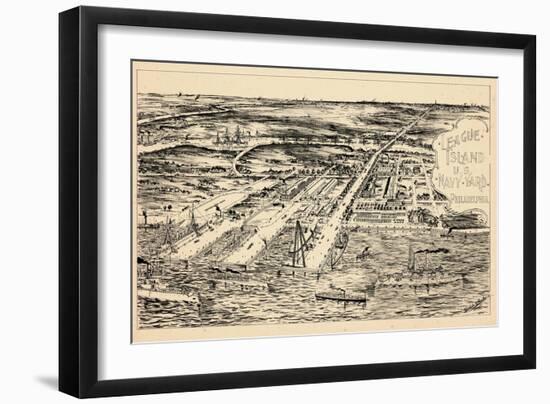 1897, Philadelphia Naval Shipyard Bird's Eye View, Pennsylvania, United States-null-Framed Giclee Print