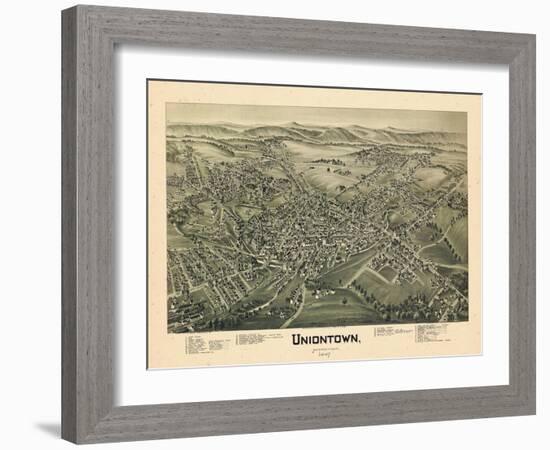 1897, Uniontown Bird's Eye View, Pennsylvania, United States-null-Framed Giclee Print