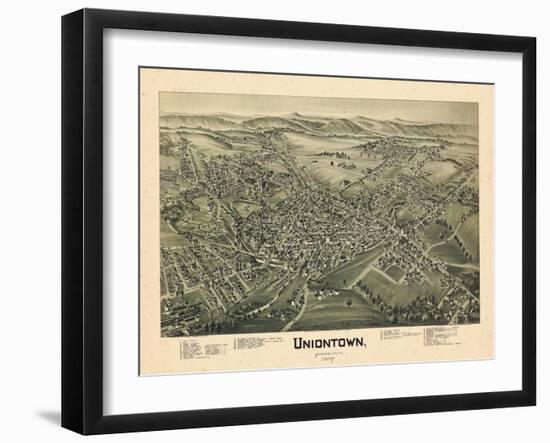 1897, Uniontown Bird's Eye View, Pennsylvania, United States-null-Framed Giclee Print