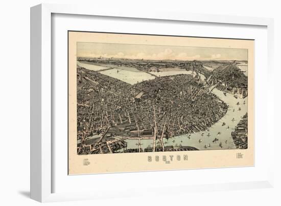 1899, Boston Bird's Eye View, Massachusetts, United States-null-Framed Giclee Print