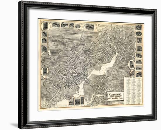 1899, Norwalk, Bird's Eye View, Connecticut, United States-null-Framed Giclee Print