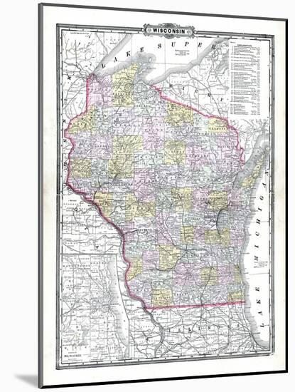 1899, State Map, Wisconsin, United States-null-Mounted Giclee Print