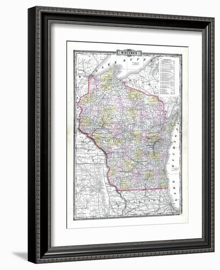 1899, State Map, Wisconsin, United States-null-Framed Giclee Print