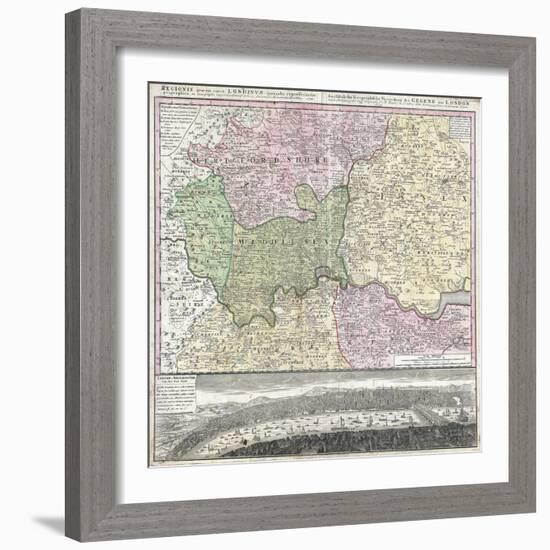 18th Century Map of London and its Environs-null-Framed Giclee Print