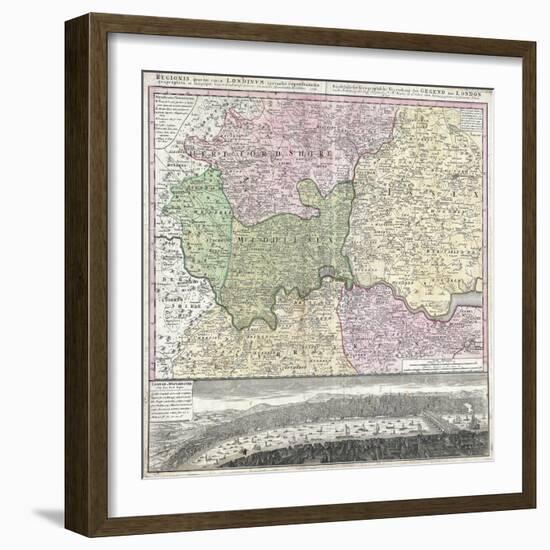 18th Century Map of London and its Environs-null-Framed Giclee Print