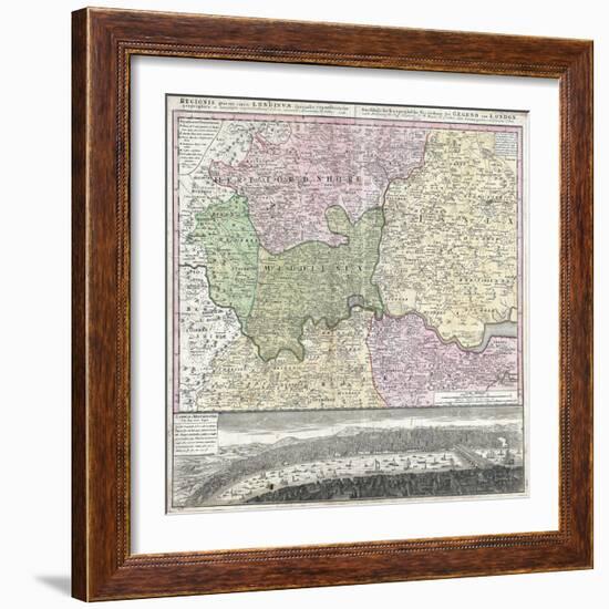 18th Century Map of London and its Environs-null-Framed Giclee Print