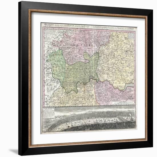 18th Century Map of London and its Environs-null-Framed Giclee Print