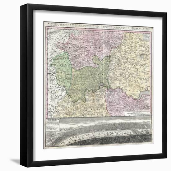 18th Century Map of London and its Environs-null-Framed Giclee Print